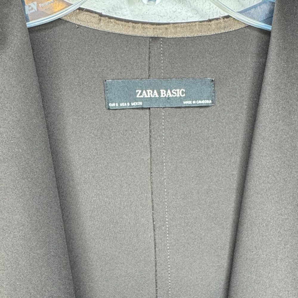 Zara Basic Faux Suede Dark Brown Women's Cape Coat with‎ Hood - Small - Picture 3 of 15